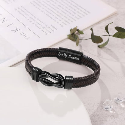 Forever Linked Black Braided Leather Bracelets - Love My Grandson