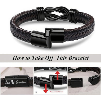 Forever Linked Black Braided Leather Bracelets - Love My Grandson