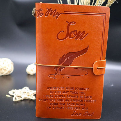 Dad To Son - Enjoy The Ride - Engraved Leather Journal Notebook