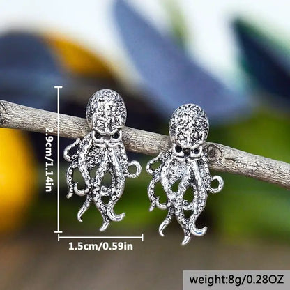 Vintage Gothic Punk Octopus Earrings