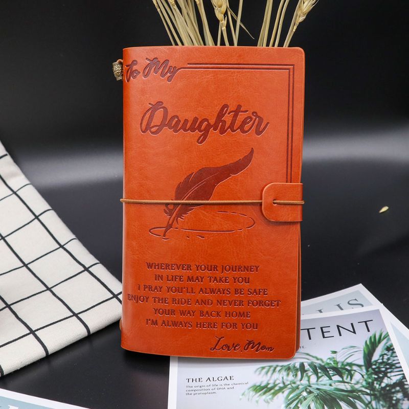 Mom To Daughter - Enjoy The Ride - Engraved Leather Journal Notebook