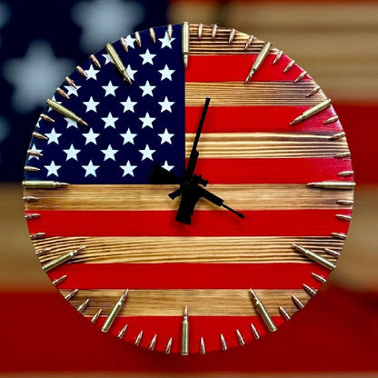 Handmade Patriotic Flag Bullet Clock