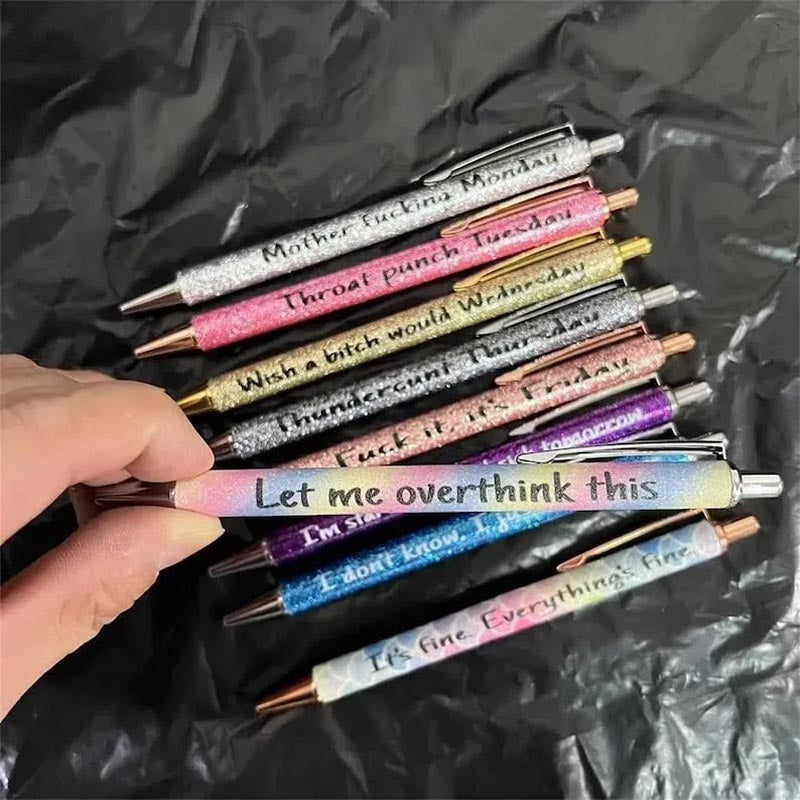 DENGWANG Colored Glitter Pen Set for Sarcastic Souls, Affirmation Swear  Word Pens Set, Dirty Cuss Word Pens for Each Day, Funny Glitter Pen Set of  The