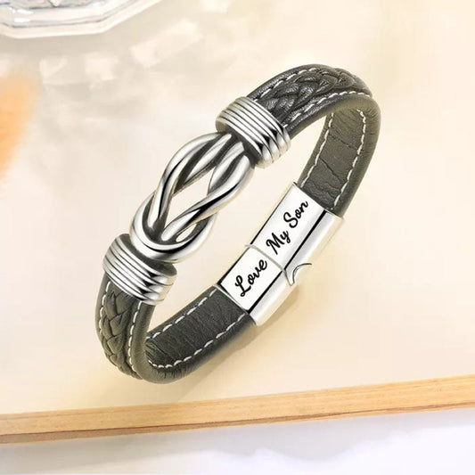 "Mother and Son Forever Linked Together" Braided Leather Bracelet - Love My Son