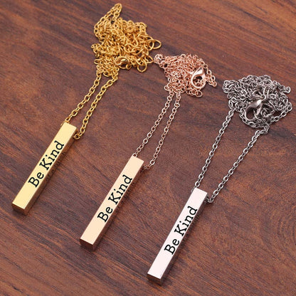 Be Kind...Of A Bi♥ch - 3D Engraving Vertical Bar Necklace