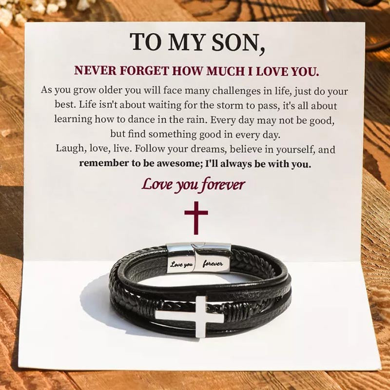 To My Son Love You Forever Cross Bracelet - Card027 – Jolura