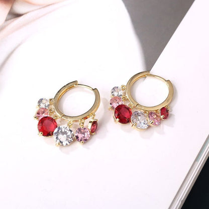 Shiny Colorful Zircon Drop Hoops