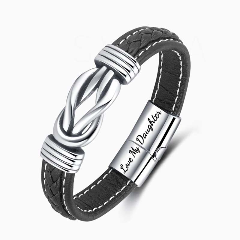 Forever Linked Together Braided Leather Bracelet - Love My Daughter