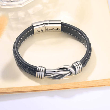 Forever Linked Together Braided Leather Bracelet - Love My Granddaughter